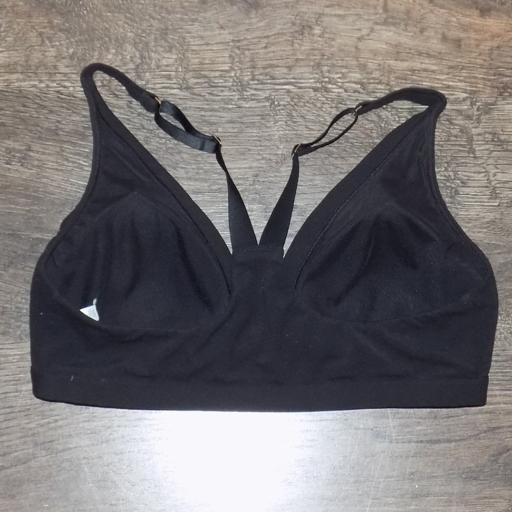 Athleta Front Closure Swimsuit Bikini Top Size S Black Excellent - Picture 4 of 5